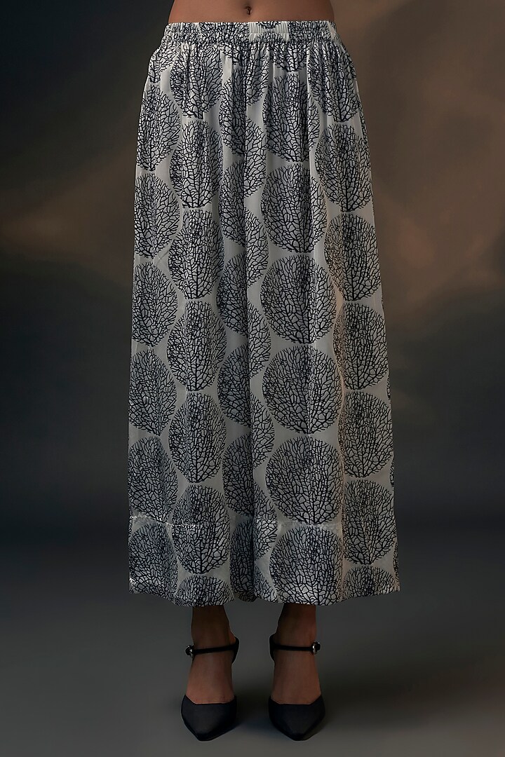 Black & White Bamberg Satin Printed Co-Ord Set by Wendell Rodricks at Pernia's Pop Up Shop