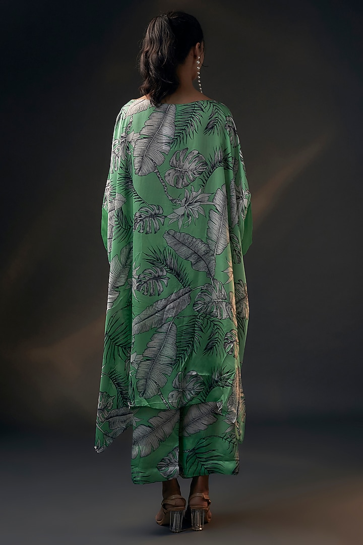 Mint Green Bamberg Satin Printed Co-Ord Set by Wendell Rodricks at Pernia's Pop Up Shop