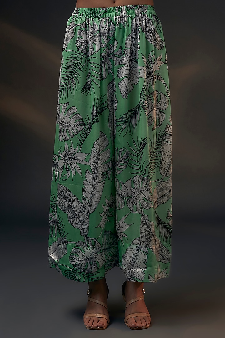 Mint Green Bamberg Satin Printed Co-Ord Set by Wendell Rodricks at Pernia's Pop Up Shop