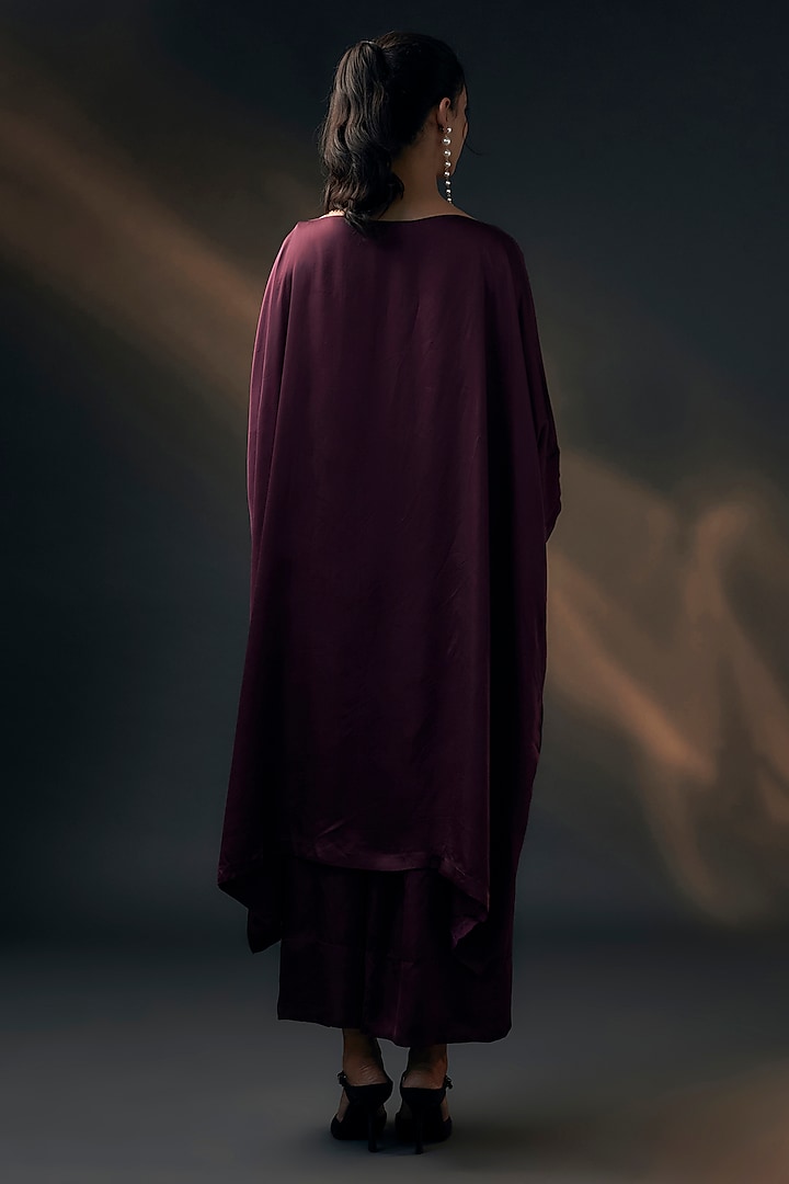 Aubergine Bamberg Satin Co-Ord Set by Wendell Rodricks at Pernia's Pop Up Shop