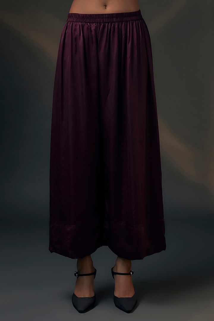 Aubergine Bamberg Satin Co-Ord Set by Wendell Rodricks at Pernia's Pop Up Shop