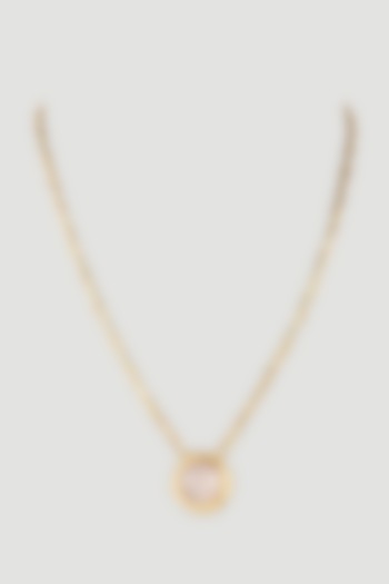 Gold Finish Pink Jade Stone Chain Necklace by Wendell Rodricks at Pernia's Pop Up Shop