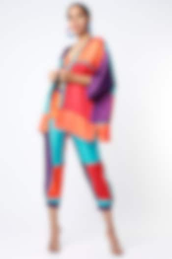 Multi-Colored Linen Satin Digital Printed Pant Set by Wendell Rodricks at Pernia's Pop Up Shop