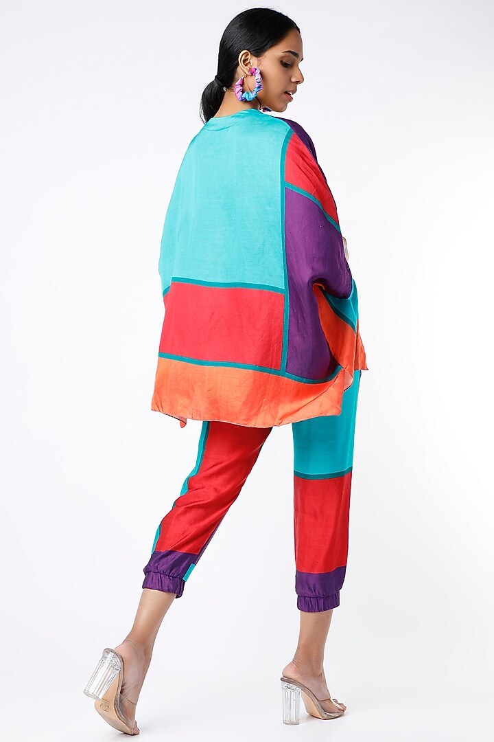 Multi-Colored Linen Satin Digital Printed Pant Set by Wendell Rodricks at Pernia's Pop Up Shop
