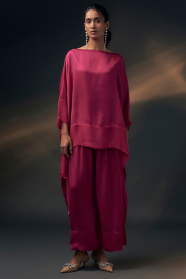 Pink Bamberg Satin Co-Ord Set by Wendell Rodricks at Pernia's Pop Up Shop