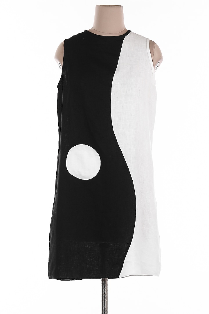 Black & White Linen Dress by Wendell Rodricks