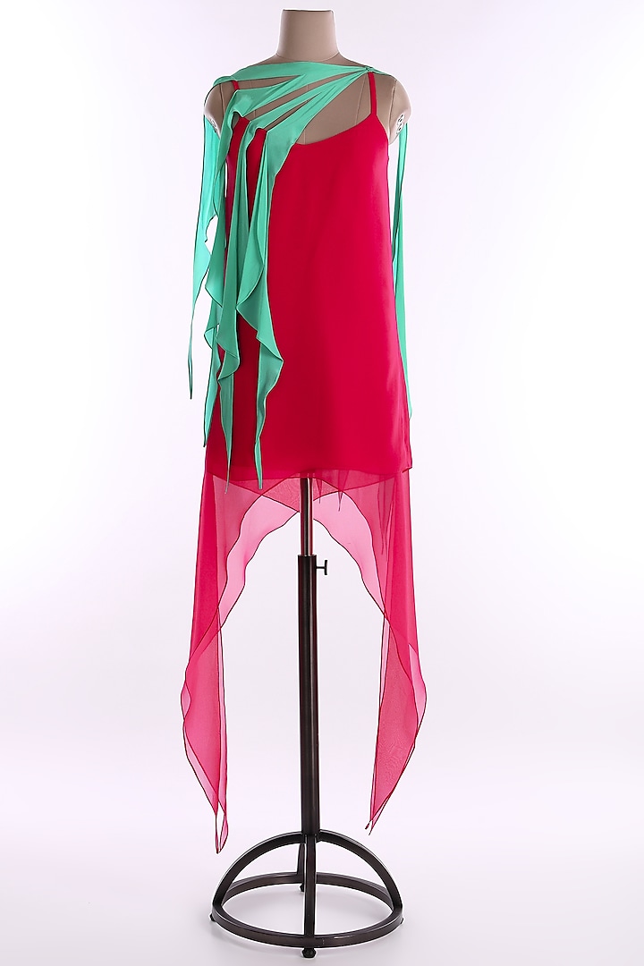 Fuchsia Asymmetric Dress by Wendell Rodricks