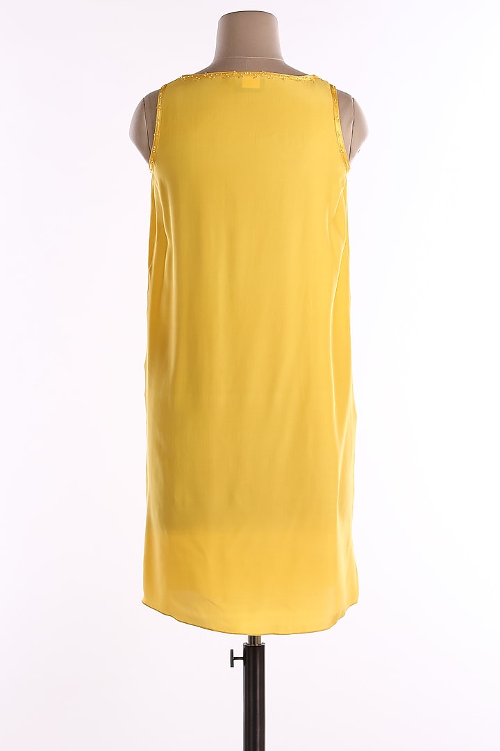 Yellow Pleated Vacation Dress by Wendell Rodricks at Pernia's Pop Up Shop