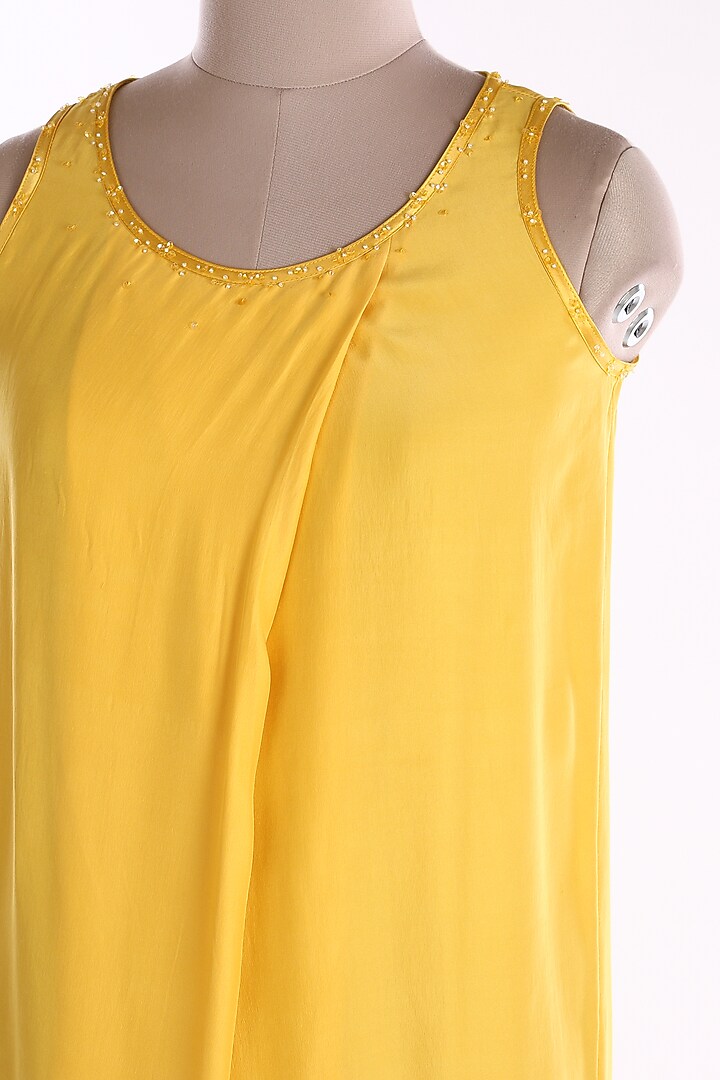 Yellow Pleated Vacation Dress by Wendell Rodricks at Pernia's Pop Up Shop