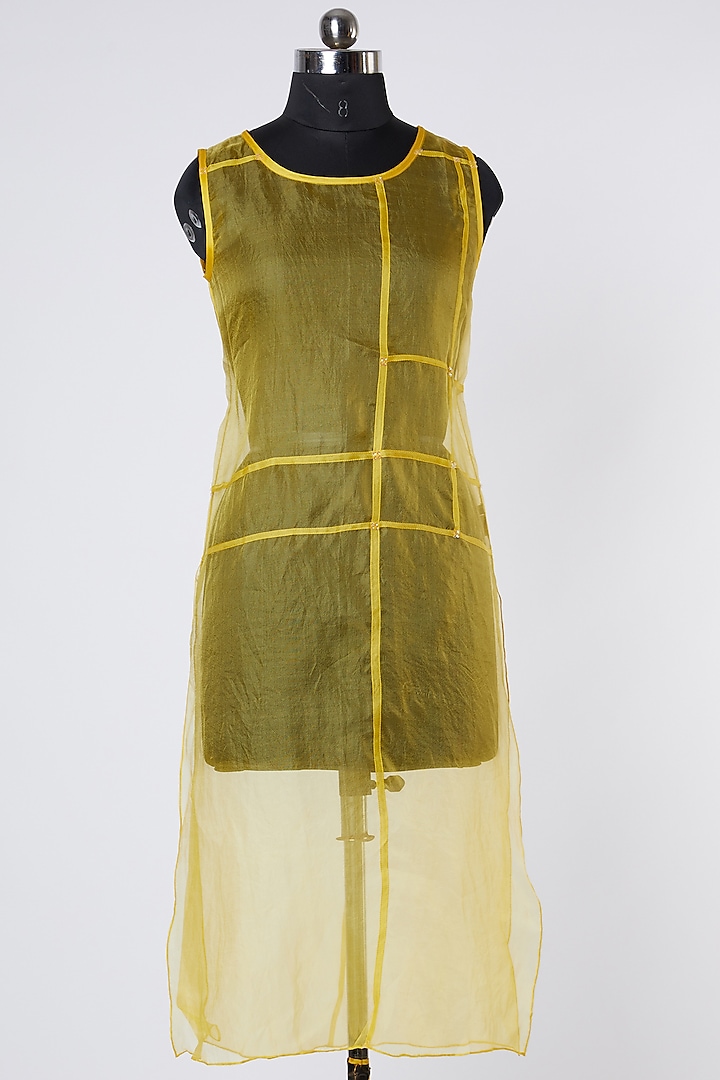 Yellow Silk Organza Top by Wendell Rodricks
