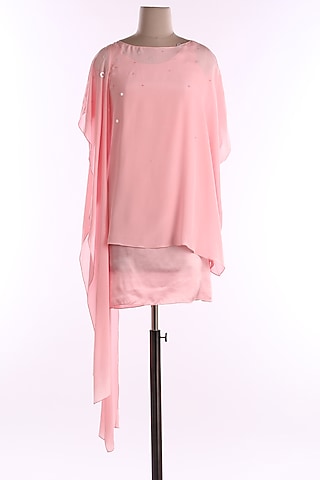 Blush Pink Fringed Dress by Wendell Rodricks