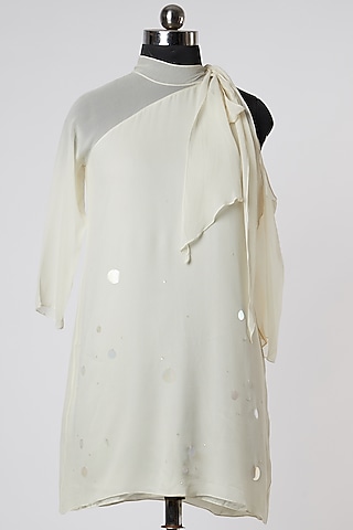 White Draped Top by Wendell Rodricks