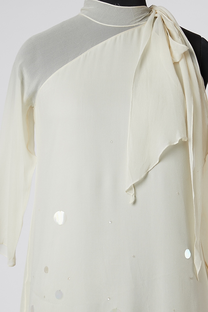 White Draped Top by Wendell Rodricks at Pernia's Pop Up Shop