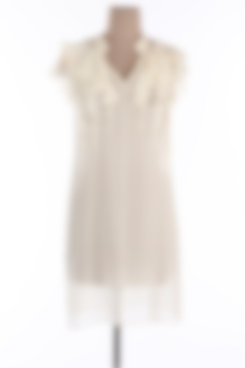 White Dress With Ruffles by Wendell Rodricks