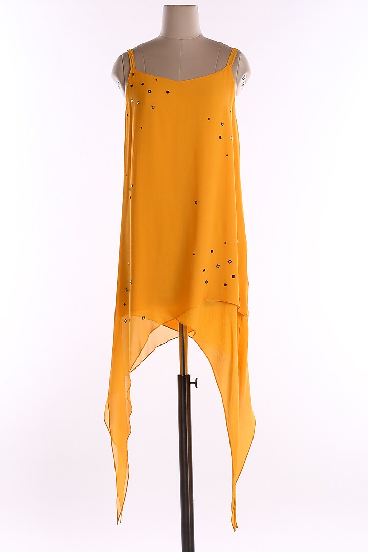 Yellow Asymmetric Vacation Dress by Wendell Rodricks at Pernia's Pop Up Shop