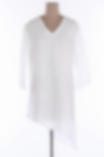 White Asymmetric Linen Top by Wendell Rodricks at Pernia's Pop Up Shop