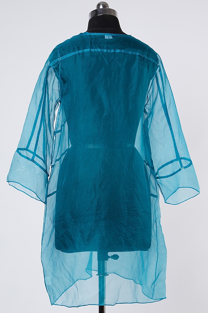 Blue Silk Organza Top by Wendell Rodricks at Pernia's Pop Up Shop