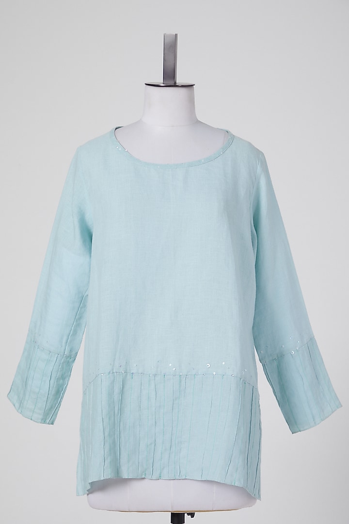 Sky Blue Linen Tunic by Wendell Rodricks at Pernia's Pop Up Shop