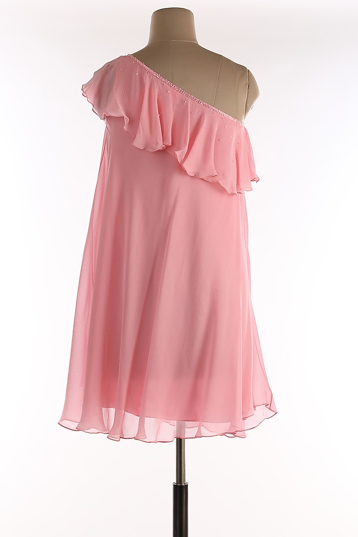 Blush Pink Silk Georgette Dress by Wendell Rodricks at Pernia's Pop Up Shop