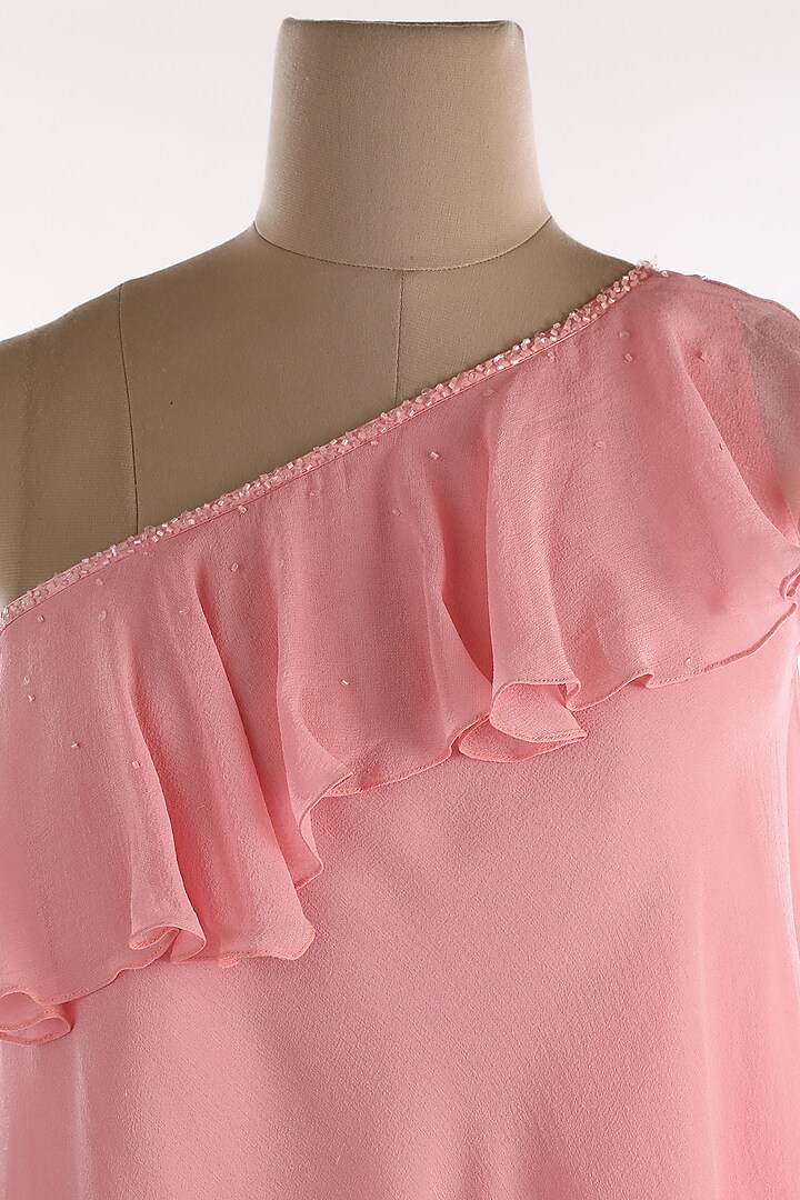 Blush Pink Silk Georgette Dress by Wendell Rodricks at Pernia's Pop Up Shop