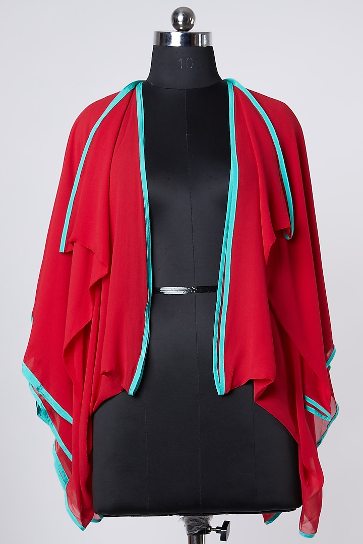 Red Color Blocked Jacket by Wendell Rodricks