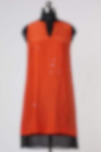 Orange Silk Georgette Tunic by Wendell Rodricks