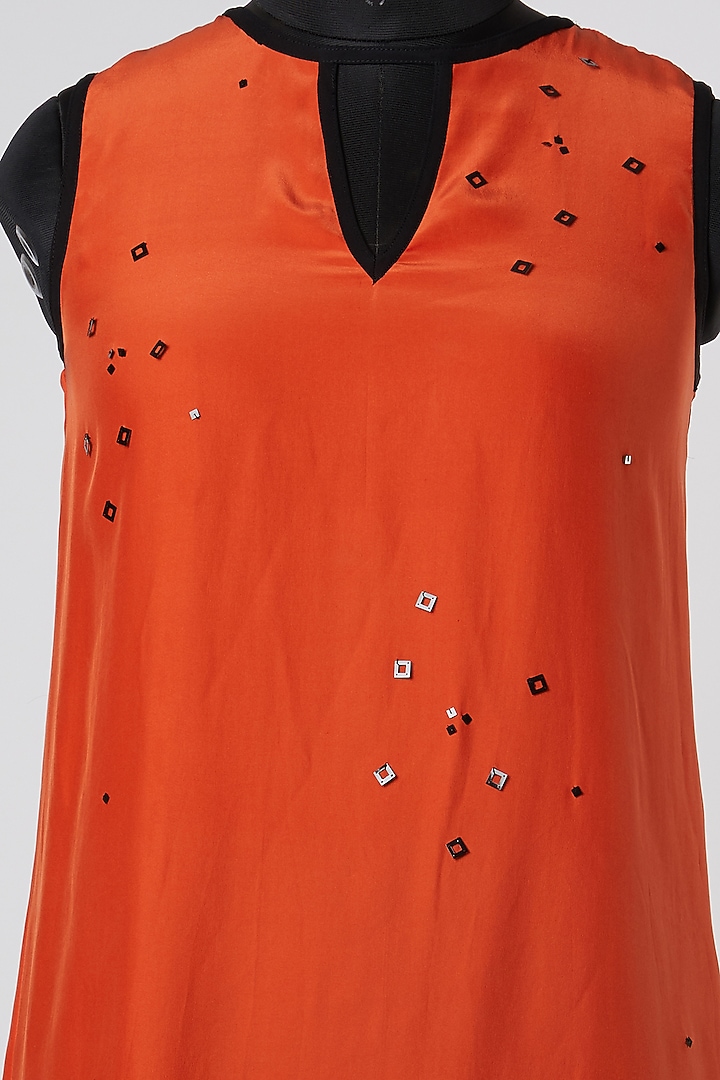 Orange Silk Georgette Tunic by Wendell Rodricks at Pernia's Pop Up Shop