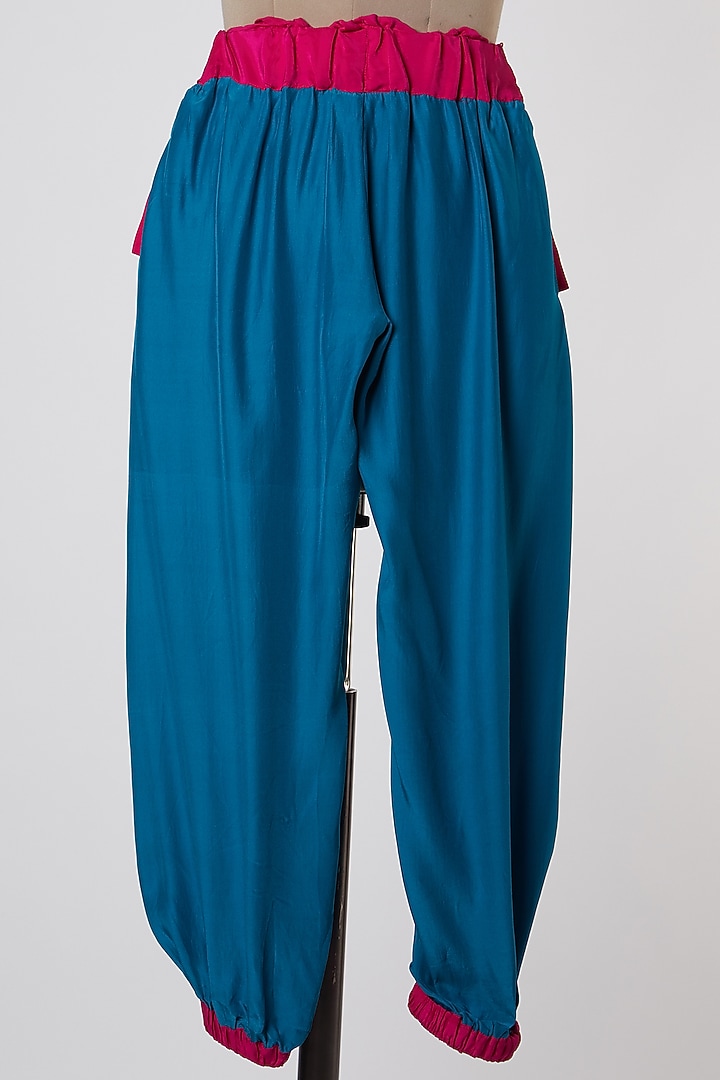 Blue Color Blocked Pants by Wendell Rodricks at Pernia's Pop Up Shop