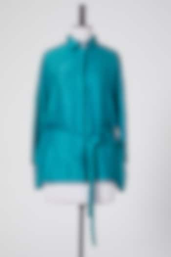 Cobalt Blue Tunic In Linen by Wendell Rodricks at Pernia's Pop Up Shop