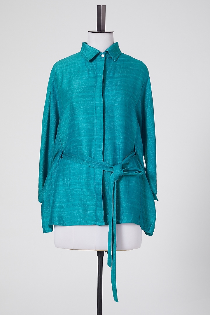 Cobalt Blue Tunic In Linen by Wendell Rodricks at Pernia's Pop Up Shop