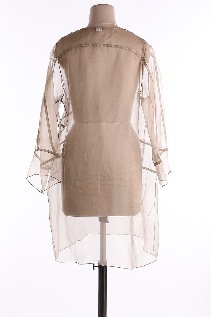 Beige V-Neck Tunic by Wendell Rodricks at Pernia's Pop Up Shop