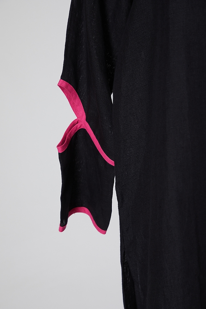 Black & Pink Linen Tunic by Wendell Rodricks at Pernia's Pop Up Shop