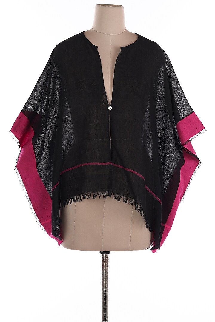 Black & Fuchsia Linen Over Shirt by Wendell Rodricks at Pernia's Pop Up Shop