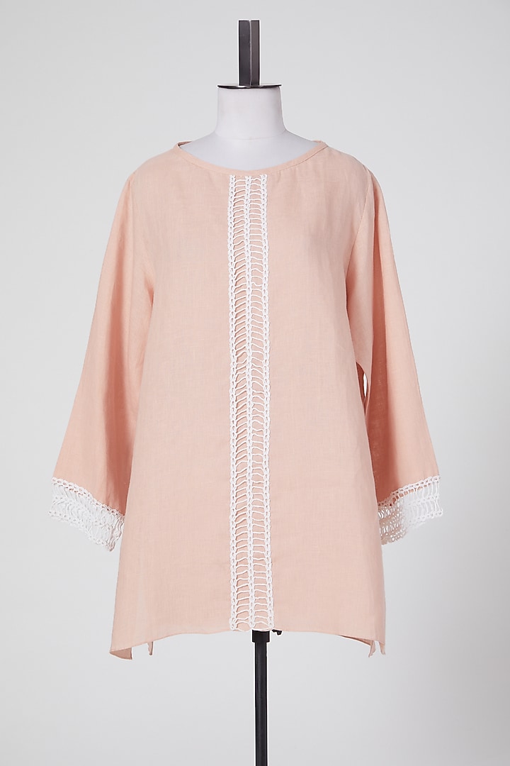 Peach Linen Tunic by Wendell Rodricks at Pernia's Pop Up Shop