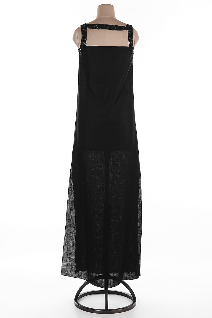 Black Embroidered Maxi Vacation Dress by Wendell Rodricks at Pernia's Pop Up Shop