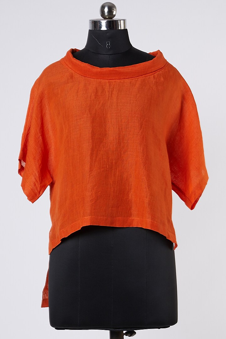 Orange Linen Top by Wendell Rodricks