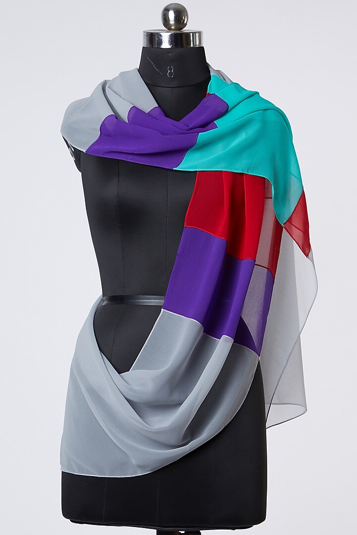 Multi Colored Color Blocked Scarf by Wendell Rodricks at Pernia's Pop Up Shop