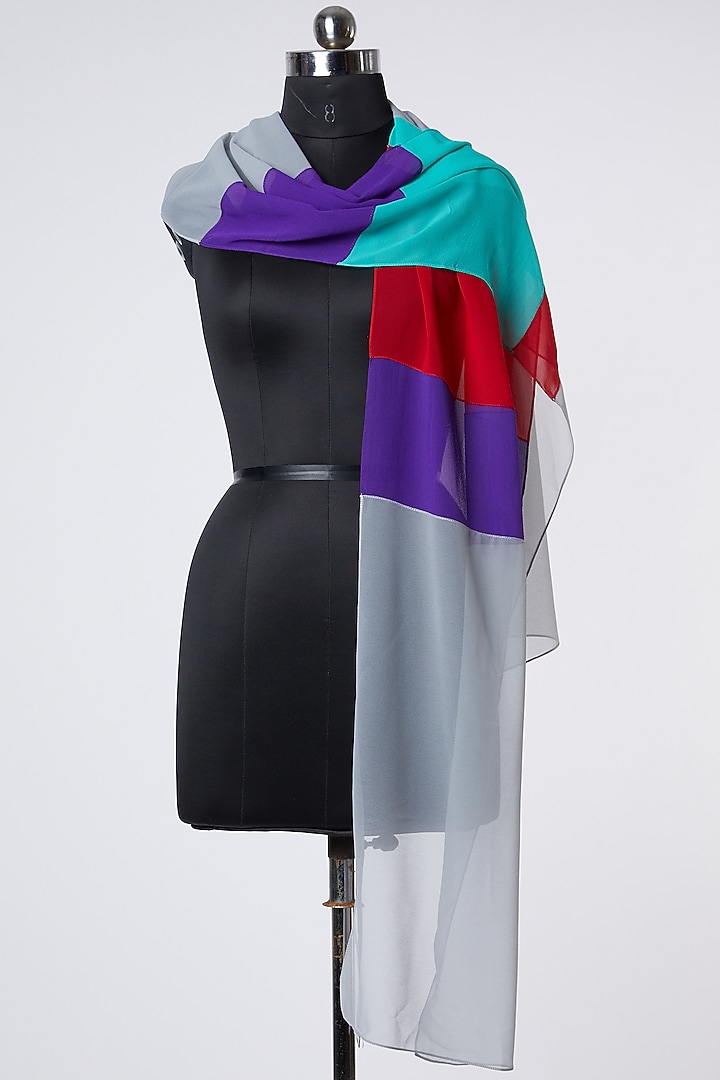 Multi Colored Color Blocked Scarf by Wendell Rodricks at Pernia's Pop Up Shop