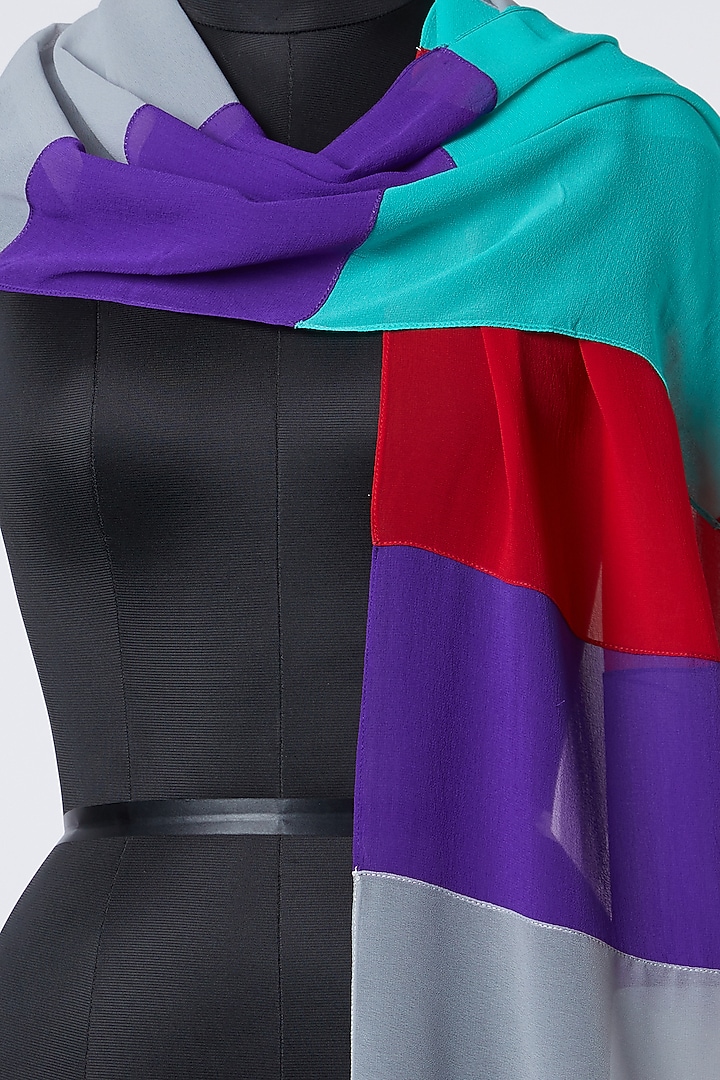 Multi Colored Color Blocked Scarf by Wendell Rodricks at Pernia's Pop Up Shop