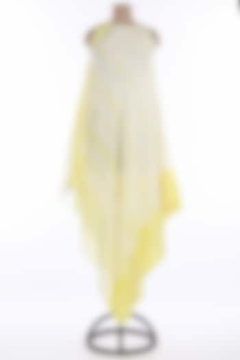 Cream & Yellow Asymmetric Dress by Wendell Rodricks