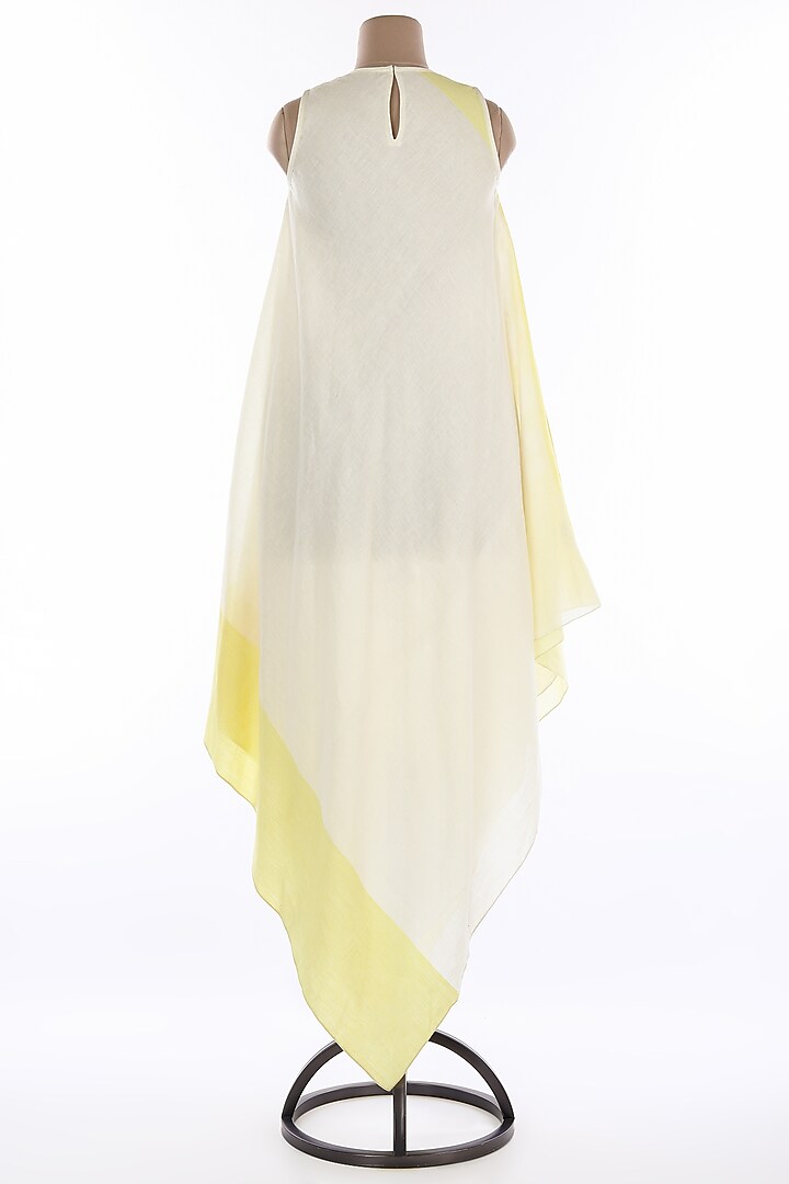 Cream & Yellow Asymmetric Dress by Wendell Rodricks at Pernia's Pop Up Shop