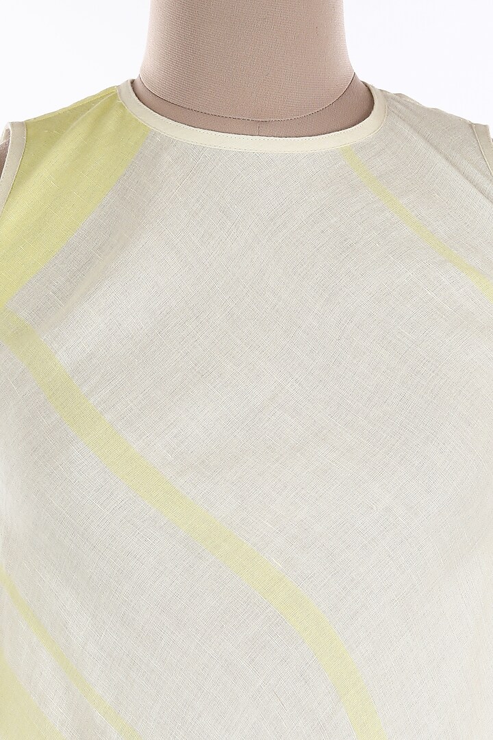 Cream & Yellow Asymmetric Dress by Wendell Rodricks at Pernia's Pop Up Shop