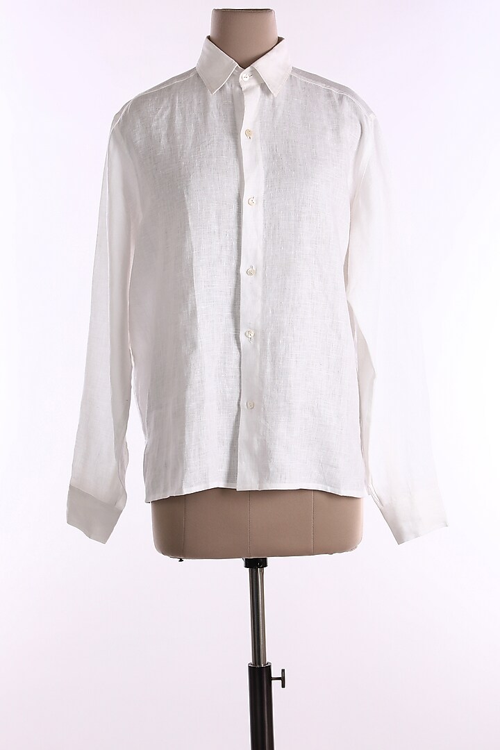 White Open Collar Shirt by Wendell Rodricks at Pernia's Pop Up Shop