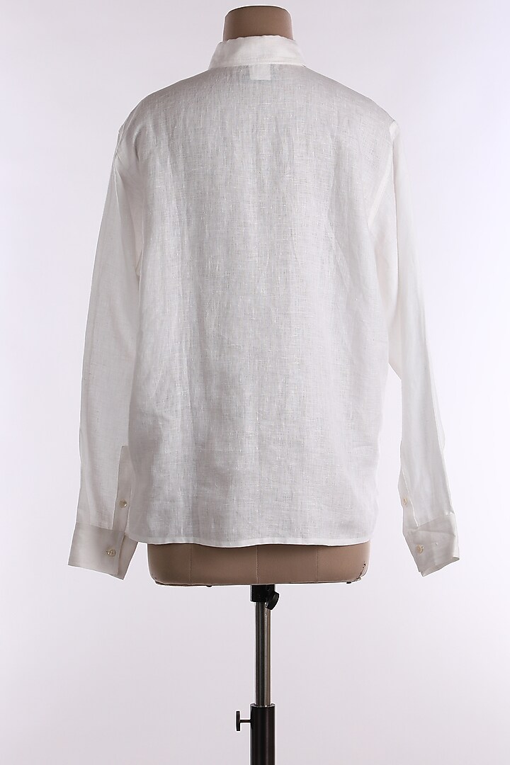 White Open Collar Shirt by Wendell Rodricks at Pernia's Pop Up Shop