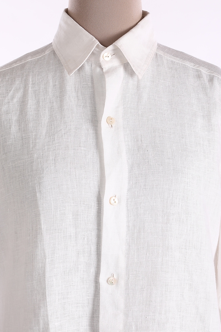 White Open Collar Shirt by Wendell Rodricks at Pernia's Pop Up Shop
