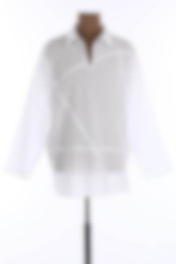 White Collar Tunic Shirt by Wendell Rodricks Men