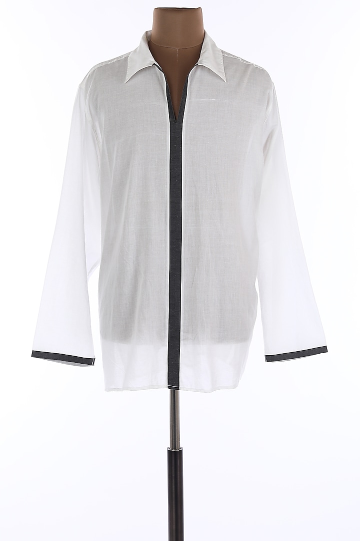 White Collar Cotton Shirt by Wendell Rodricks Men
