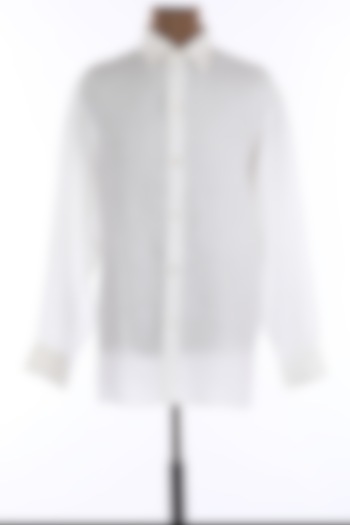 White Collar Linen Party Wear Shirt by Wendell Rodricks Men at Pernia's Pop Up Shop