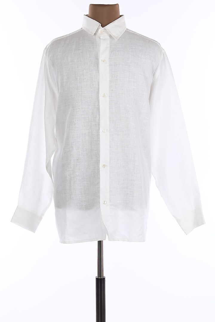 White Open Collar Shirt by Wendell Rodricks Men
