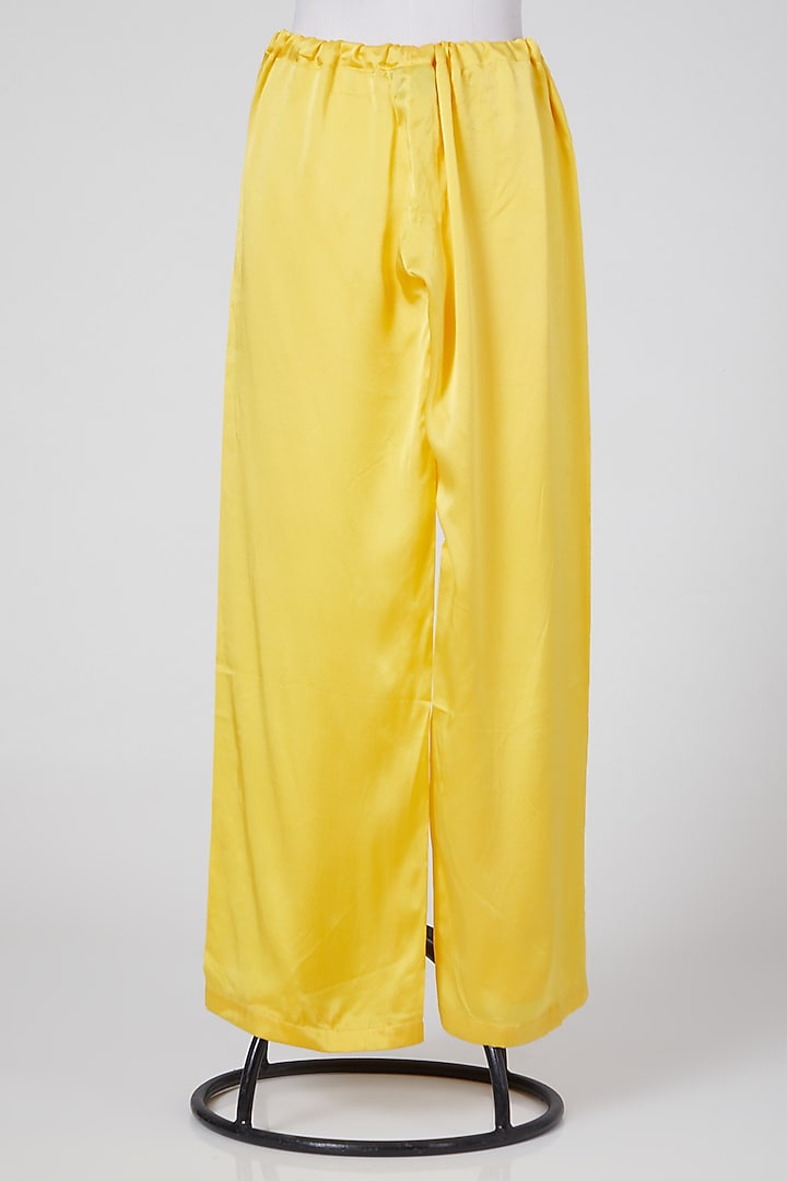 Yellow Satin Pants by Wendell Rodricks at Pernia's Pop Up Shop